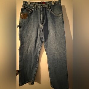 Wrangler Riggs workwear Men's Relaxed Fit Denim Jeans with Brown Accent